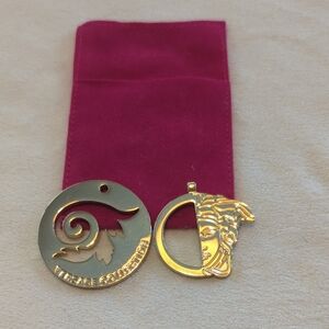 Gold Medusa Keychain with Pink Pouch